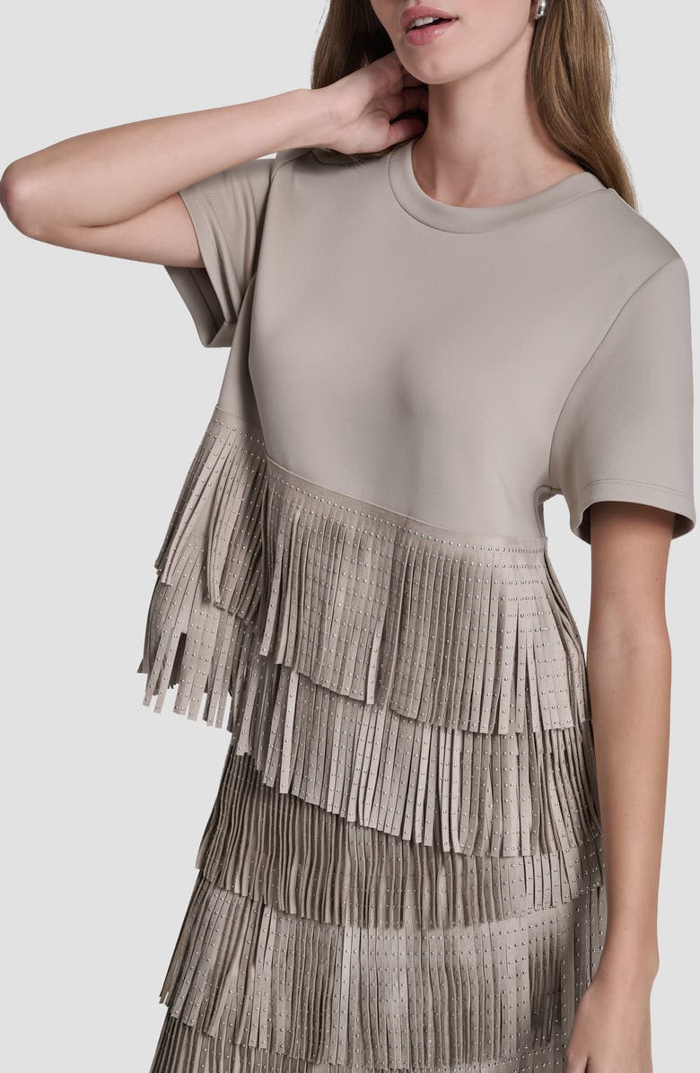 DKNY Stud Fringe Top, Alternate, color, Pebble
