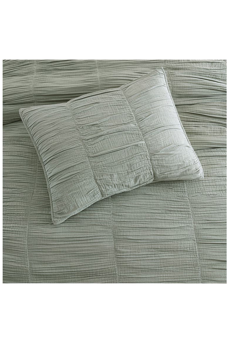 Ruched Gauze Duvet Cover & Shams Set, Alternate, color, GREEN