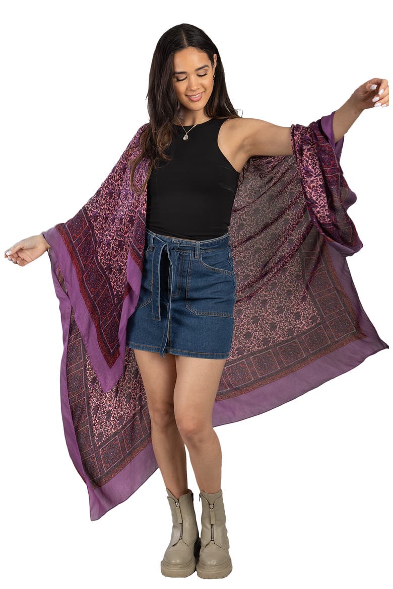 Printed Ruana, Alternate, color, PURPLE