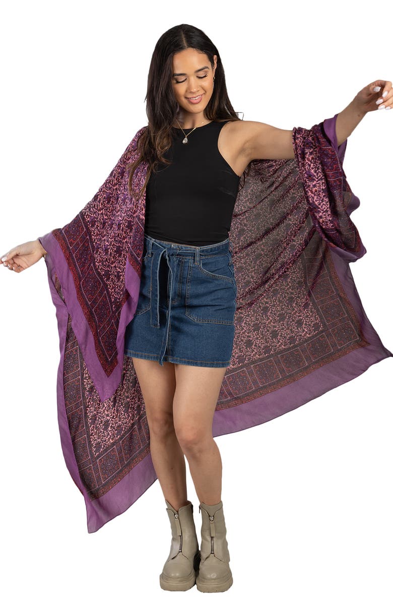 SAACHI Printed Ruana, Alternate, color, Purple