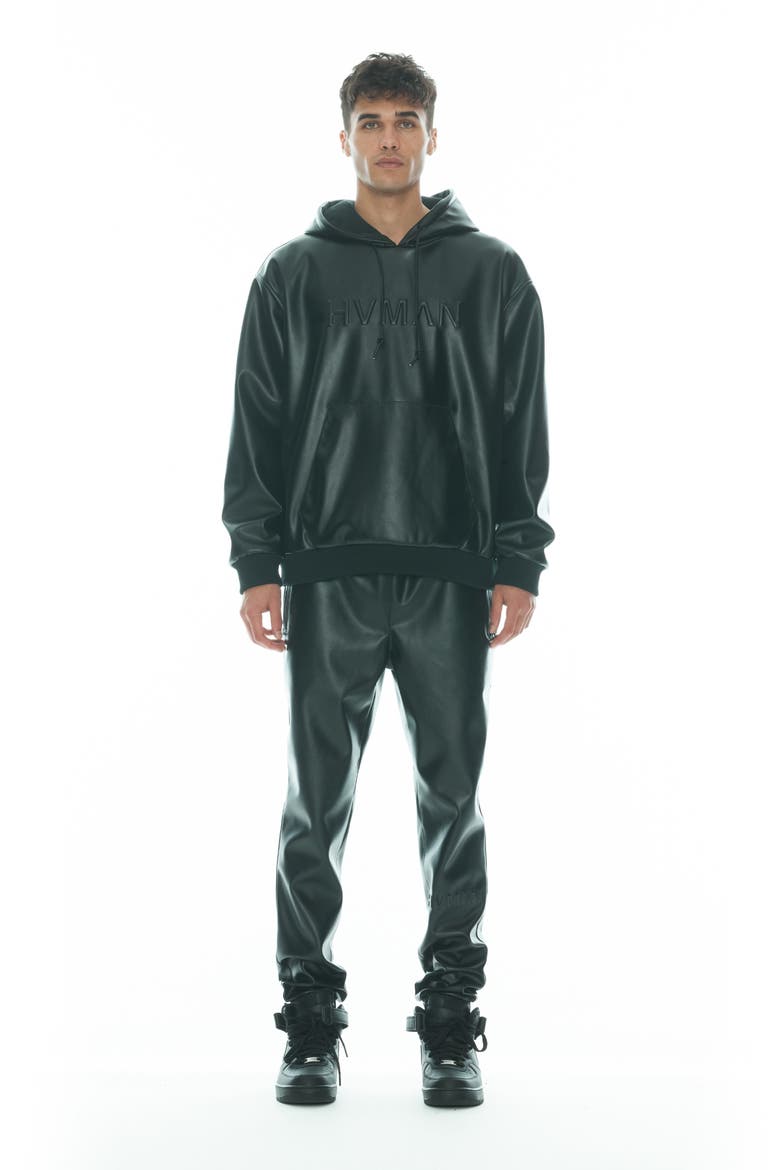 Faux Leather Joggers, Alternate, color, BLACK