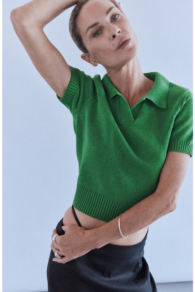 Johnny Collar Knit Polo Sweater, Alternate, color, GREEN