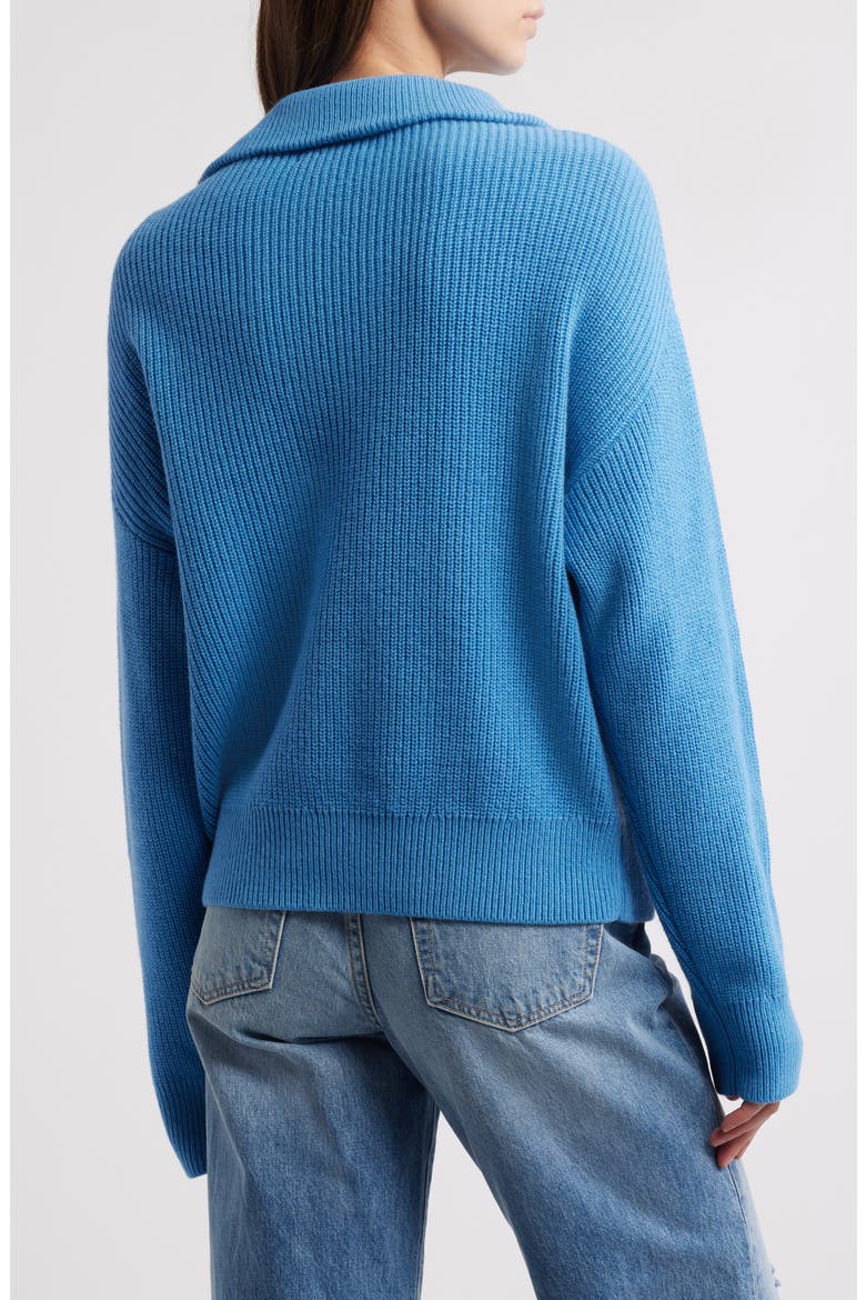 Quarter Zip Merino Wool & Cotton Sweater, Alternate, color, BLUE PARISIAN