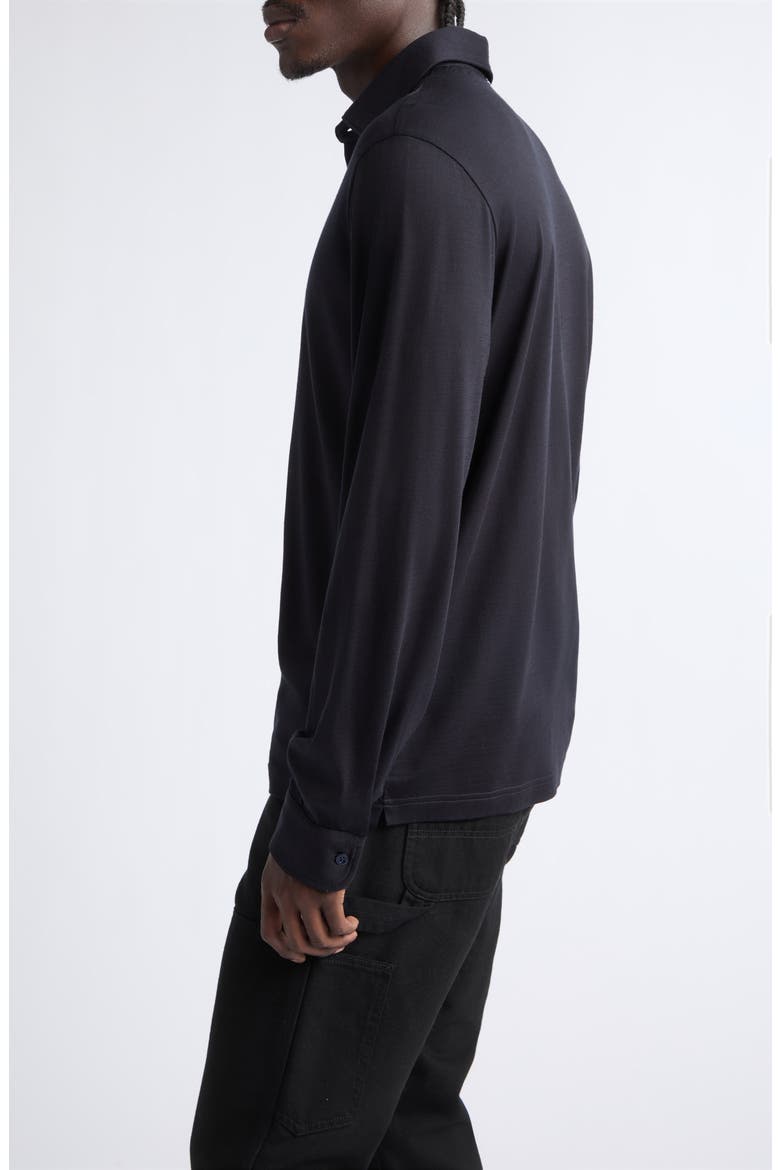 Long Sleeve Wool Jersey Polo, Alternate, color, 9200 NAVY
