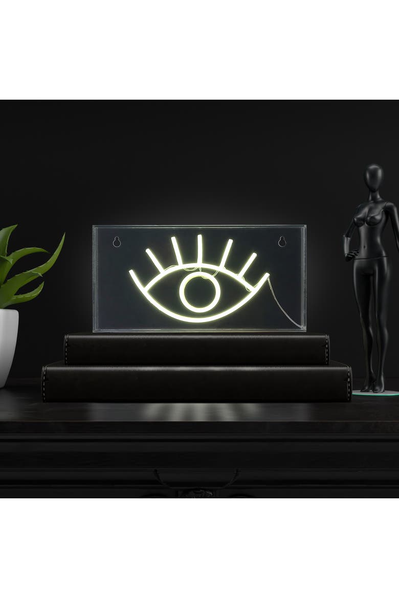 Eye Contemporary Glam Acrylic Box USB Operated LED Neon Light, Alternate, color, White