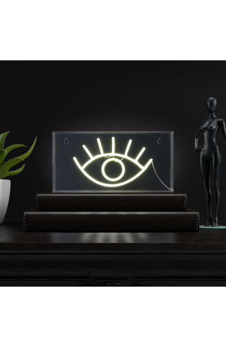 JONATHAN Y Eye Contemporary Glam Acrylic Box USB Operated LED Neon Light, Alternate, color, White