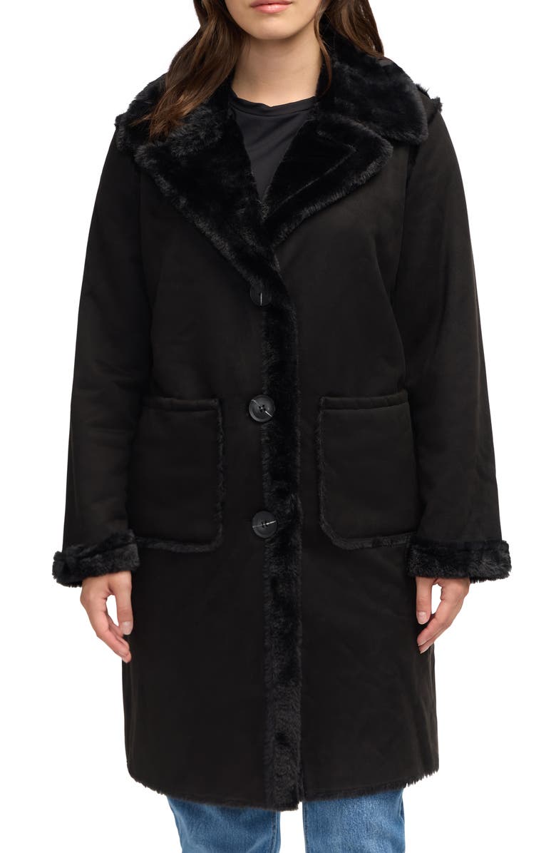 NVLT Faux Fur Trim Faux Suede Jacket, Main, color, 