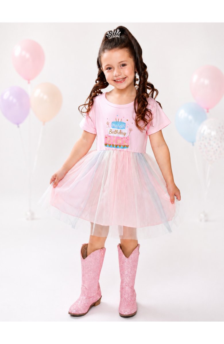 Mia Belle Girls Sweet Wish Birthday Cake Tulle Dress, Alternate, color, Pink