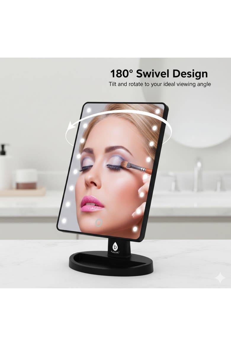 LED Lighted Vanity Makeup Mirror, Alternate, color, Black