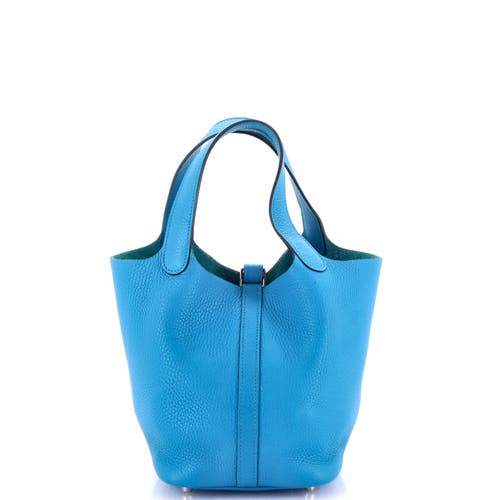 Pre-owned Hermes Hermes Picotin Lock Bag Clemence Pm In Blue
