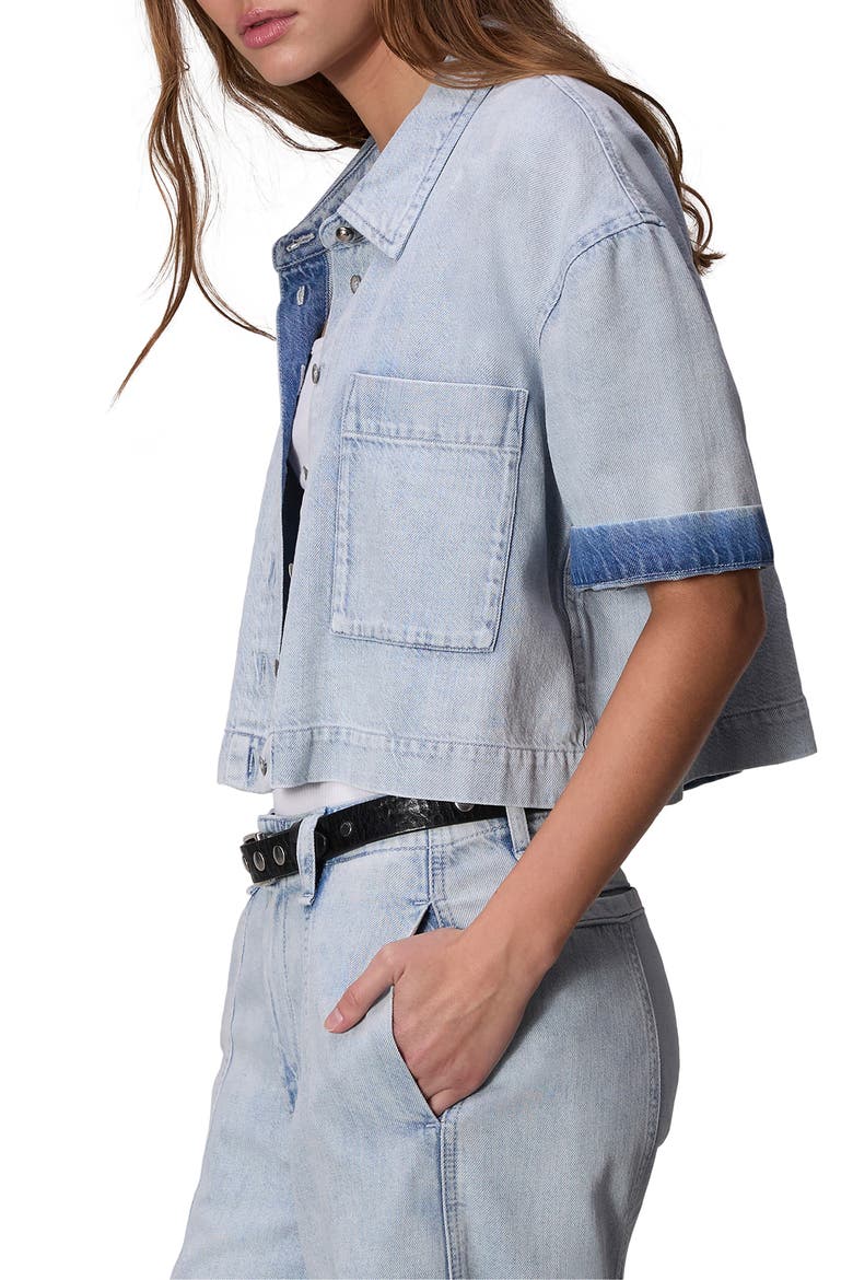 Lenna Crop Featherweight Denim Button-Up Shirt, Alternate, color, ALIAH
