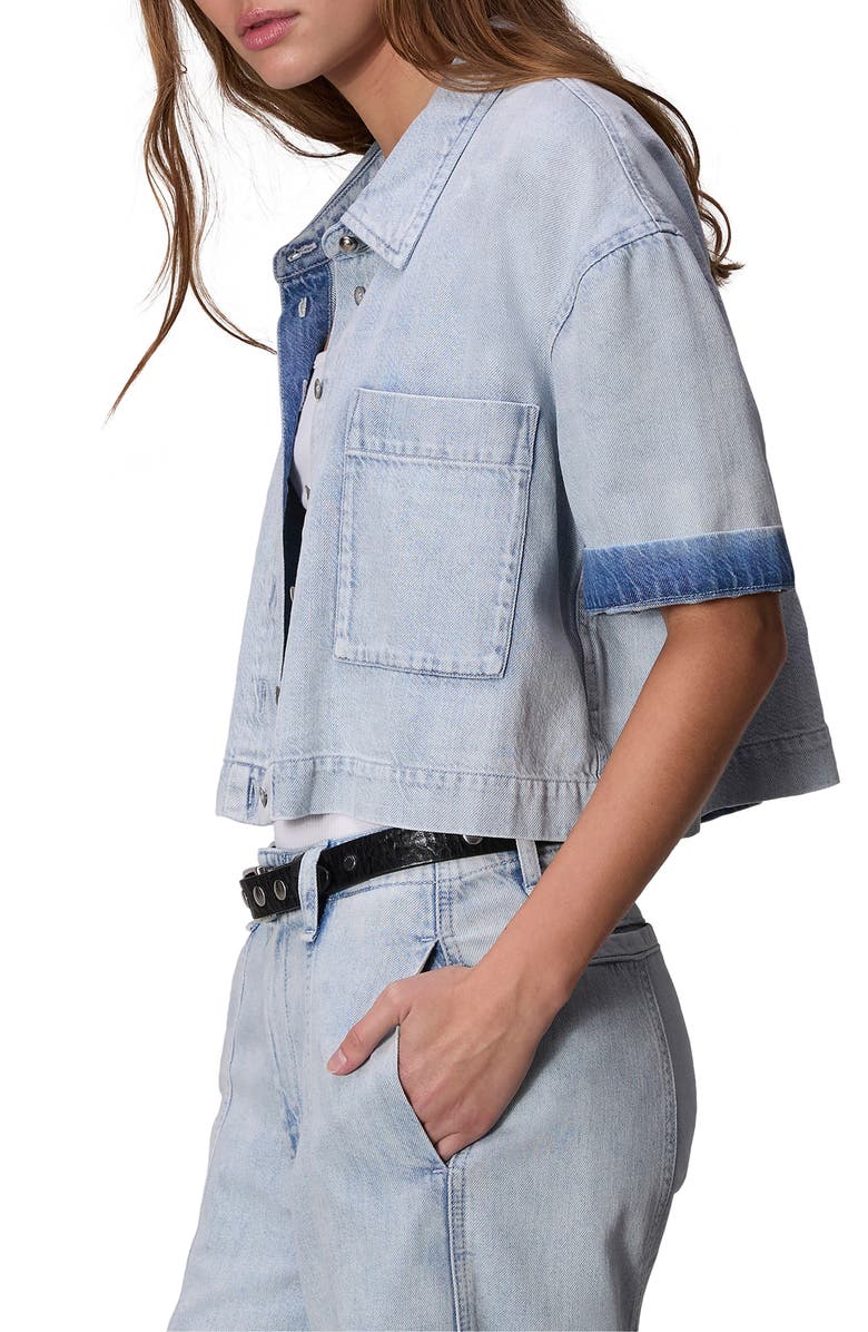 rag & bone Lenna Crop Featherweight Denim Button-Up Shirt, Alternate, color, Aliah