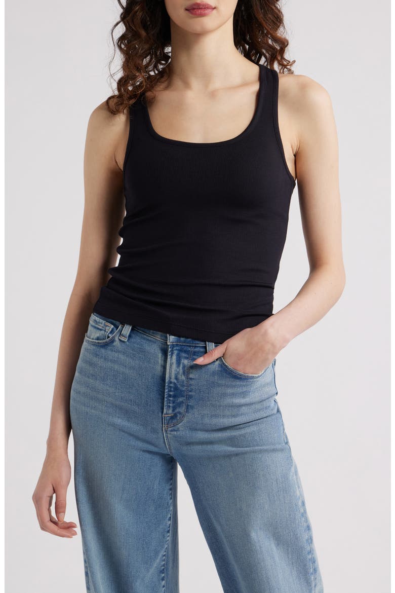 The Rib Scoop Neck Tank, Main, color, BLACK