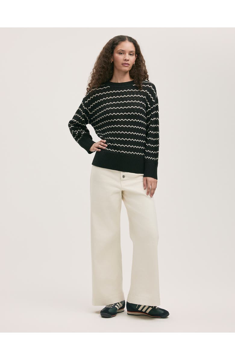 Finery London Sansa Long Sleeve Crochet Sweater, Alternate, color, Black