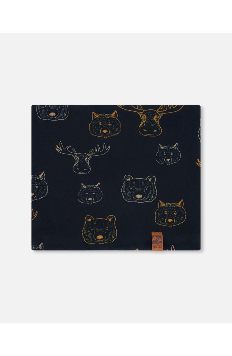 Deux par Deux Boy's Printed Neck Tube Beige Animals On Black Background, Main, color, 
