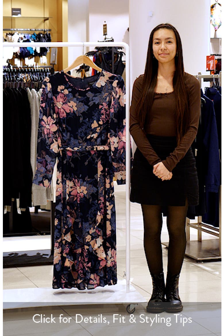 Floral Belted Ruffle Hem Midi Dress video