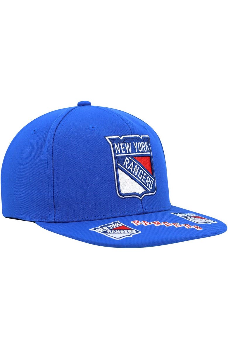 Mitchell & Ness Men's Mitchell & Ness Blue New York Rangers Vintage Hat Trick Snapback Hat, Alternate, color,