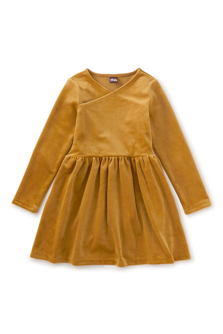 Velour Wrap Neck Dress, Main, color, Chestnut