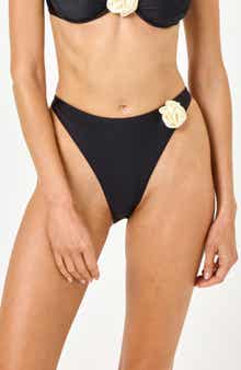 LSPACE Leilani Rose Appliqué High Cut Bikini Bottoms