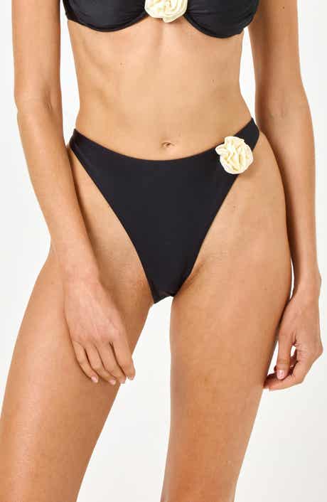 LSPACE Leilani Rose Appliqué High Cut Bikini Bottoms