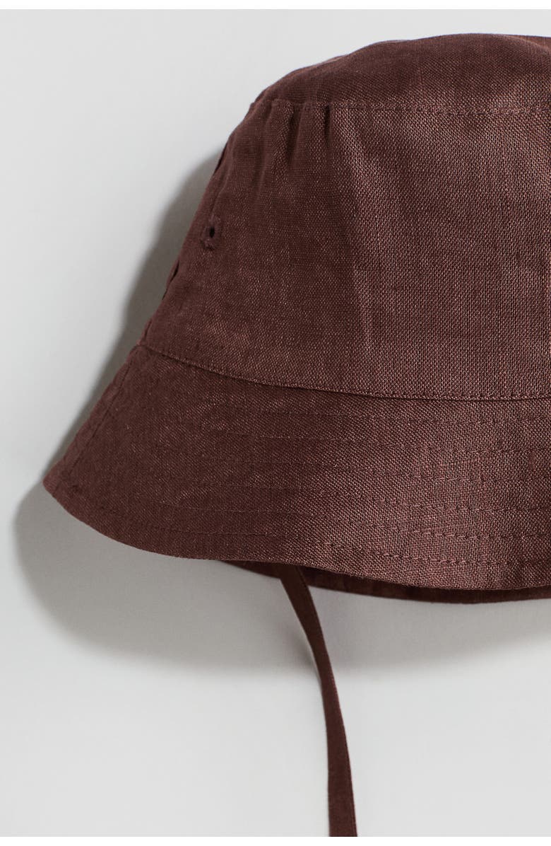 H&M Linen Bucket Hat, Alternate, color, Brown