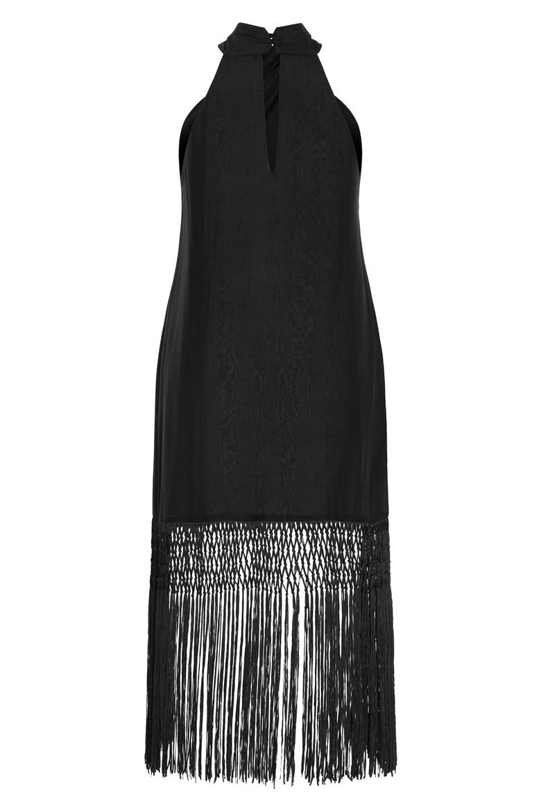 Calypso Fringe Maxi Dress, Alternate, color, BLACK