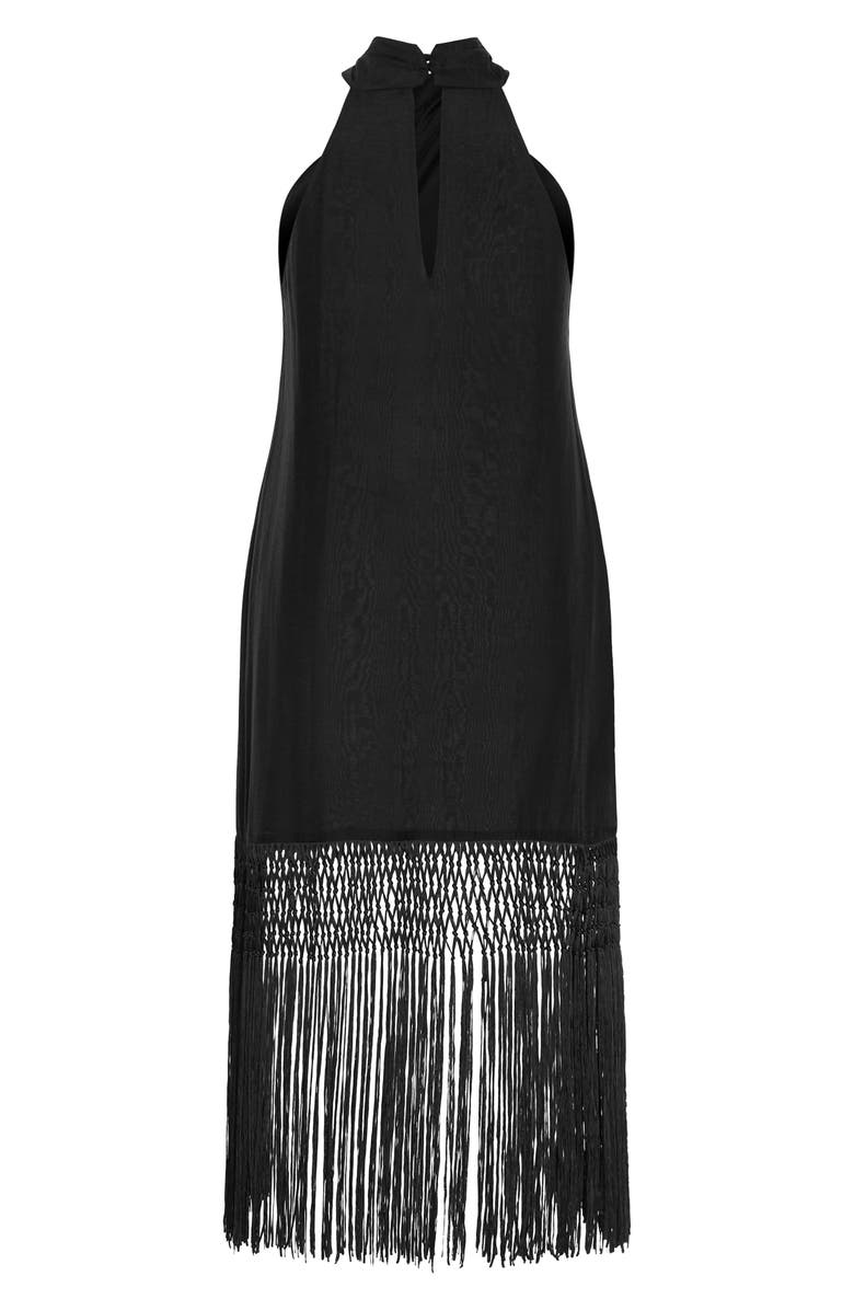 City Chic Calypso Fringe Maxi Dress, Alternate, color, Black