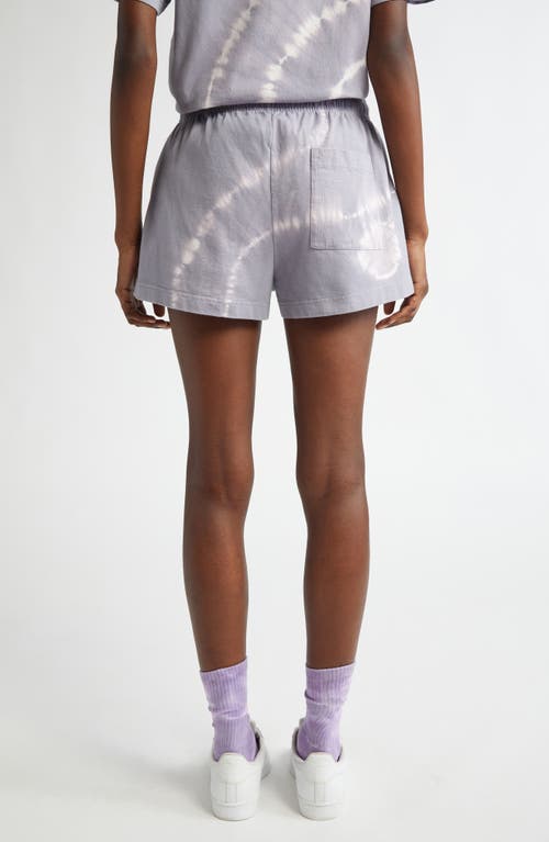 Sporty And Rich Sporty & Rich Serif Tie Dye Logo Cotton Disco Shorts In Easter Egg Tie Dye