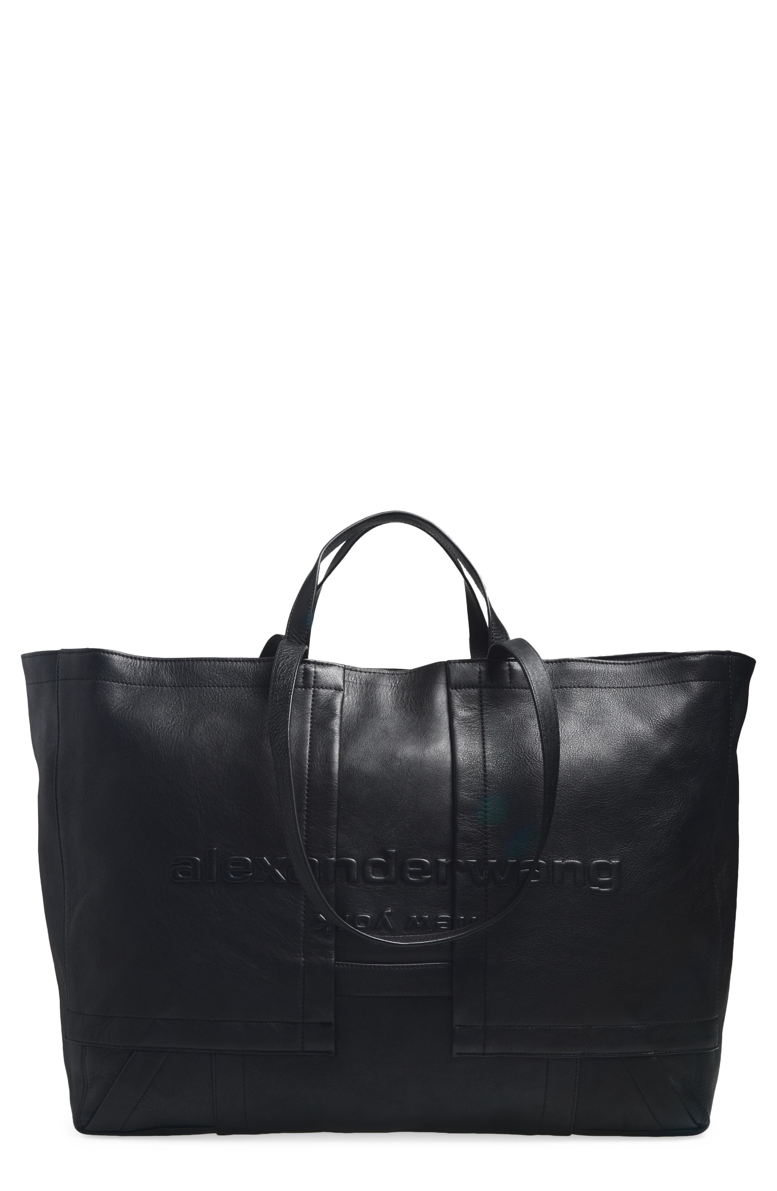 Alexander Wang Extra Large Pack Leather Tote, Main, color, Black