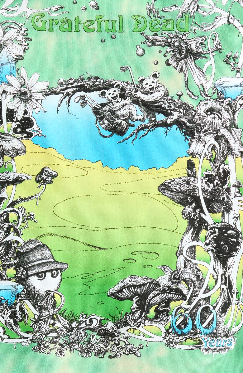 Malbon Golf Grateful Dead Fesque Tie Dye Graphic Hoodie, Alternate, color, Green Tie Dye