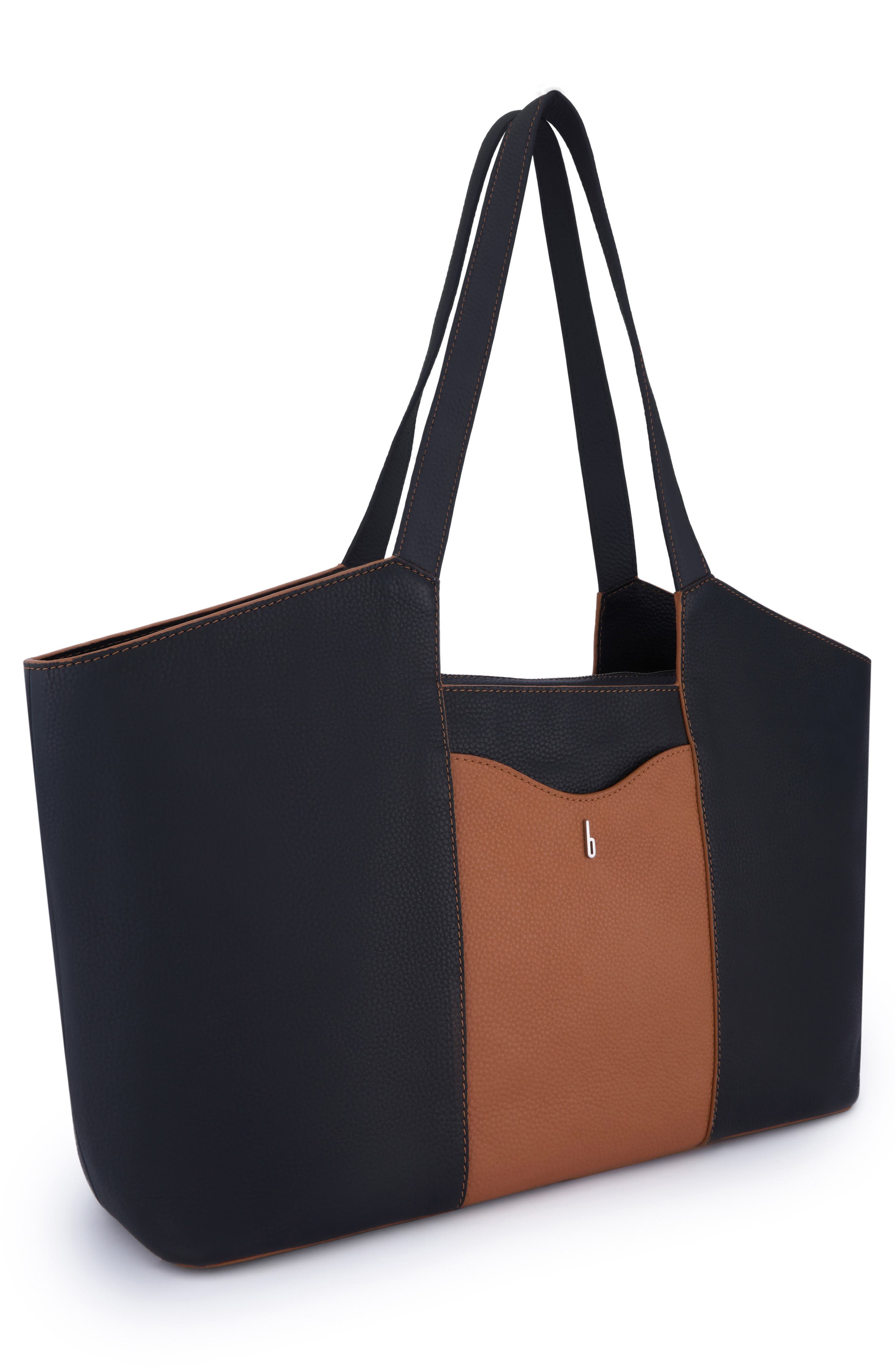 Melina Leather Tote, Alternate, color, BLACK/ TAN