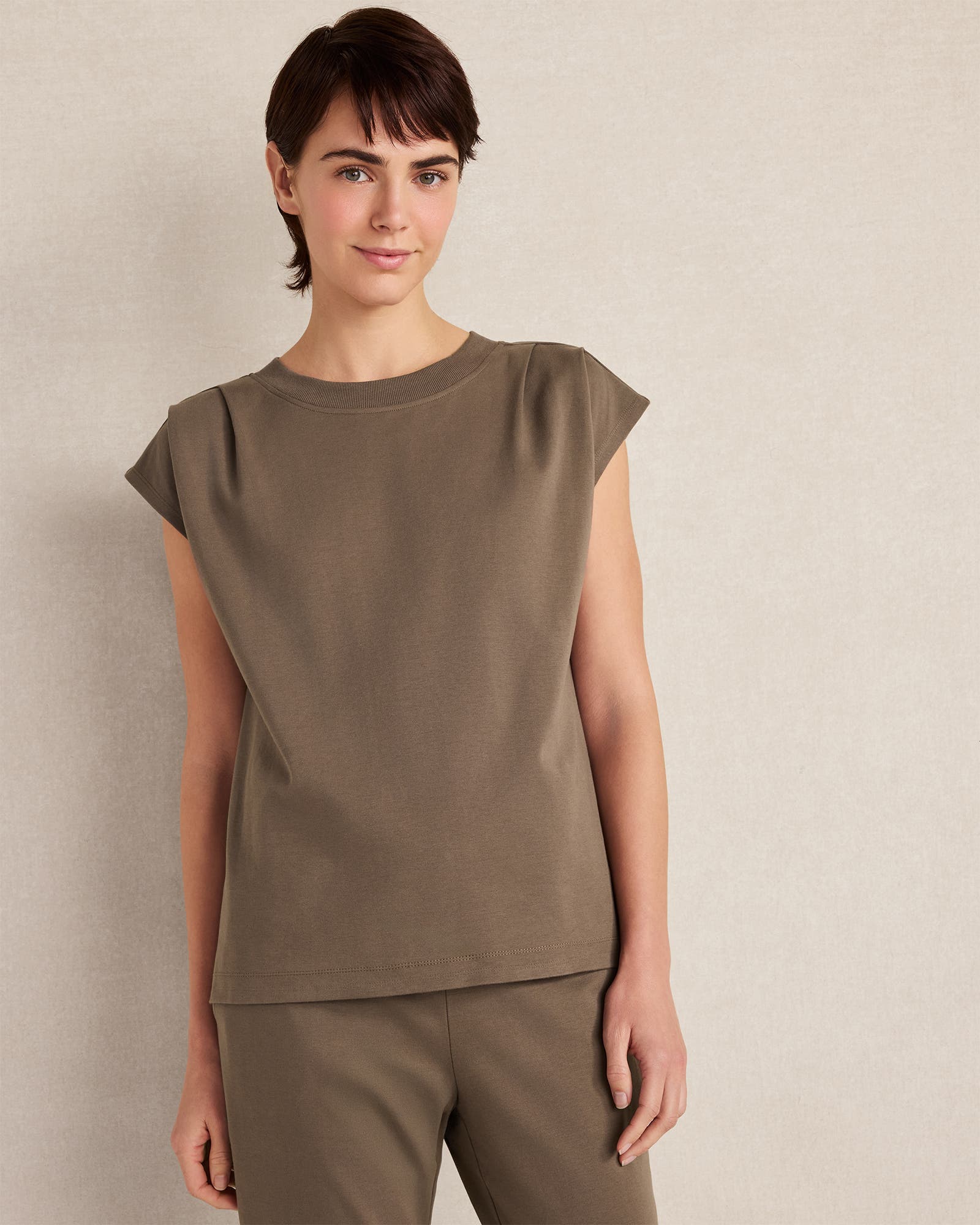 Organic Cotton Interlock Pleated Tee