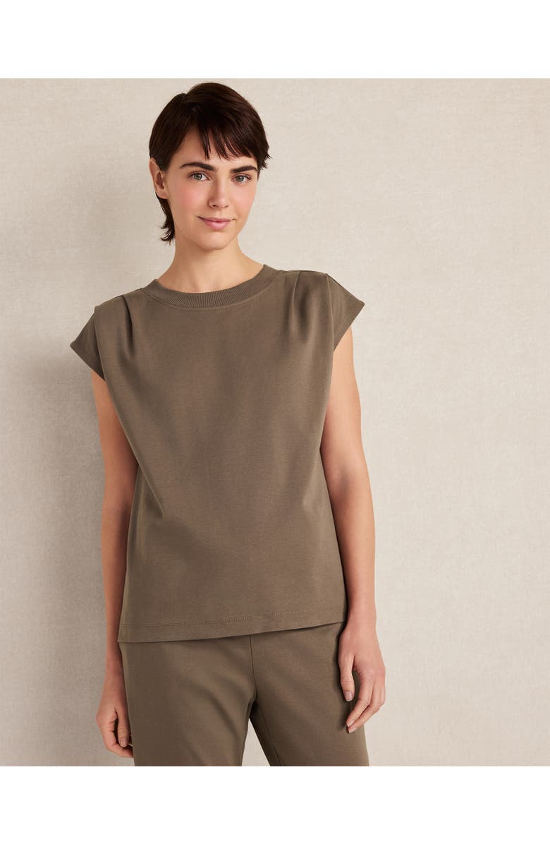 Haven Well Within Organic Cotton Interlock Pleated Tee, Main, color, Slate Brown