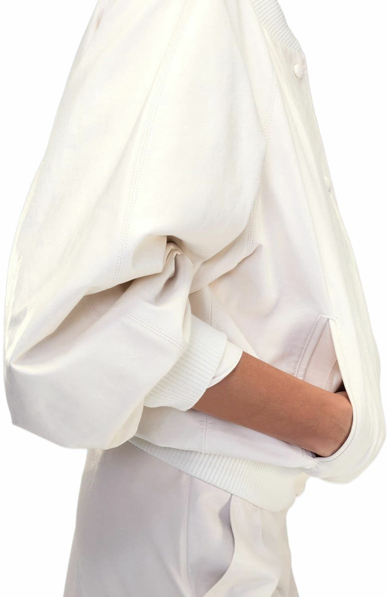 Cynthia Rowley LEATHER OVERSIZED BOMBER JACKET, Alternate, color, 