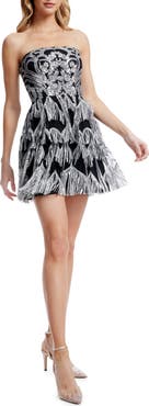 Dress the Population Callie Sequin Fringe Strapless Minidress
