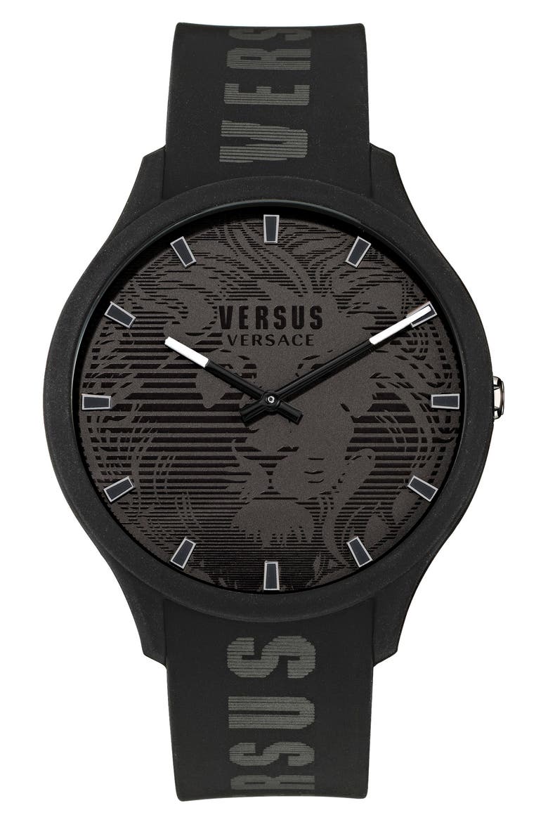 Domus Silicone Strap Watch, 44mm, Main, color, IP BLACK