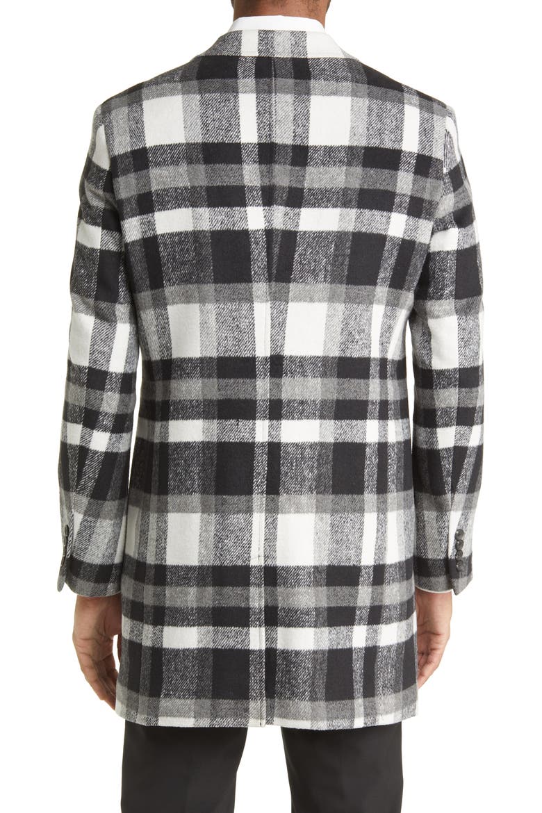 Plaid Overcoat, Alternate, color, BLACK - WHITE BLOCK PLAID