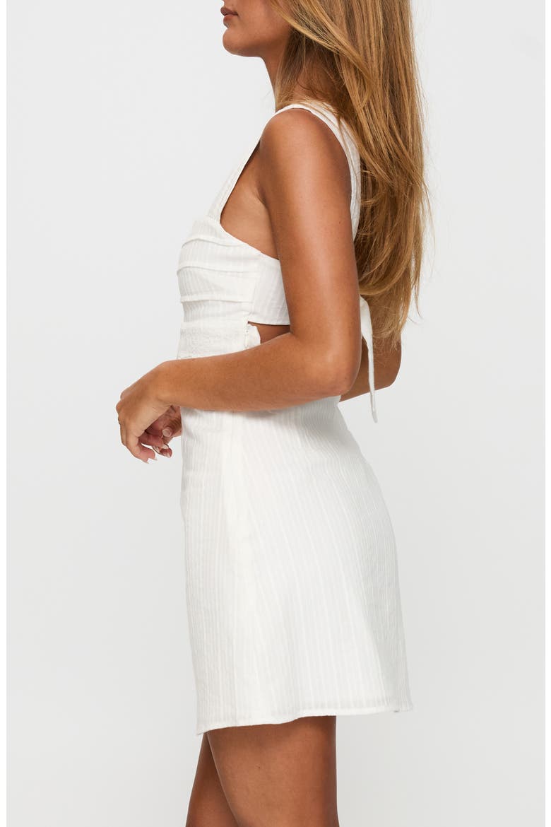 Anyone But You Tie Back Sleeveless Minidress, Alternate, color, WHITE