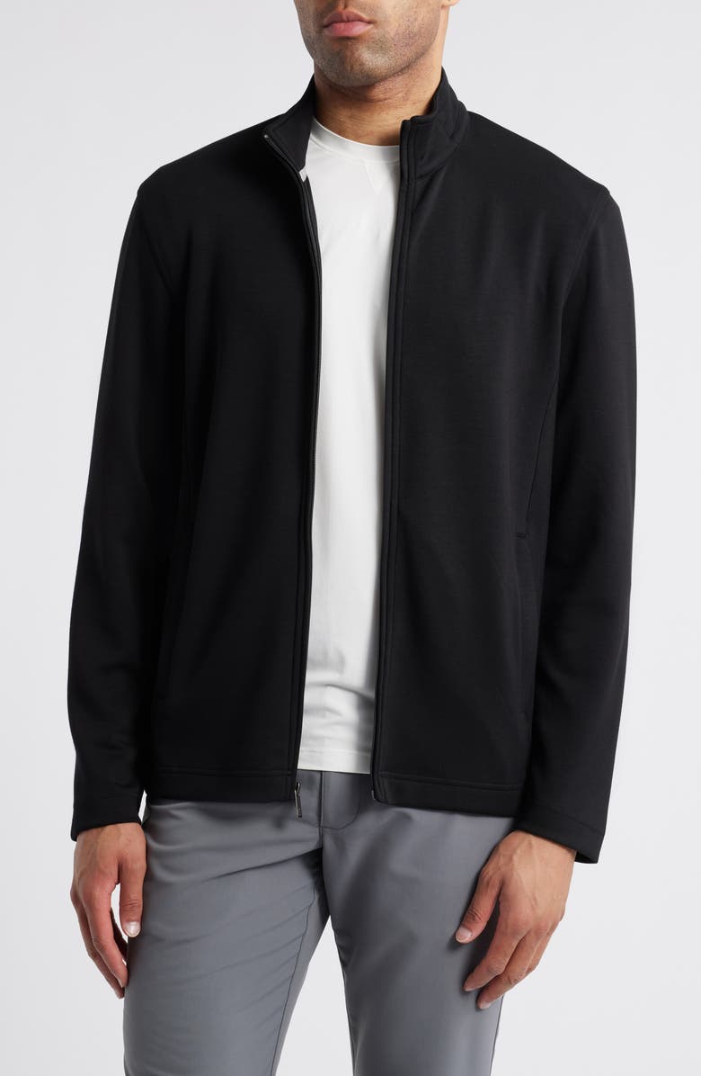 Johnston & Murphy Zip-Up Sweatshirt, Main, color, Black