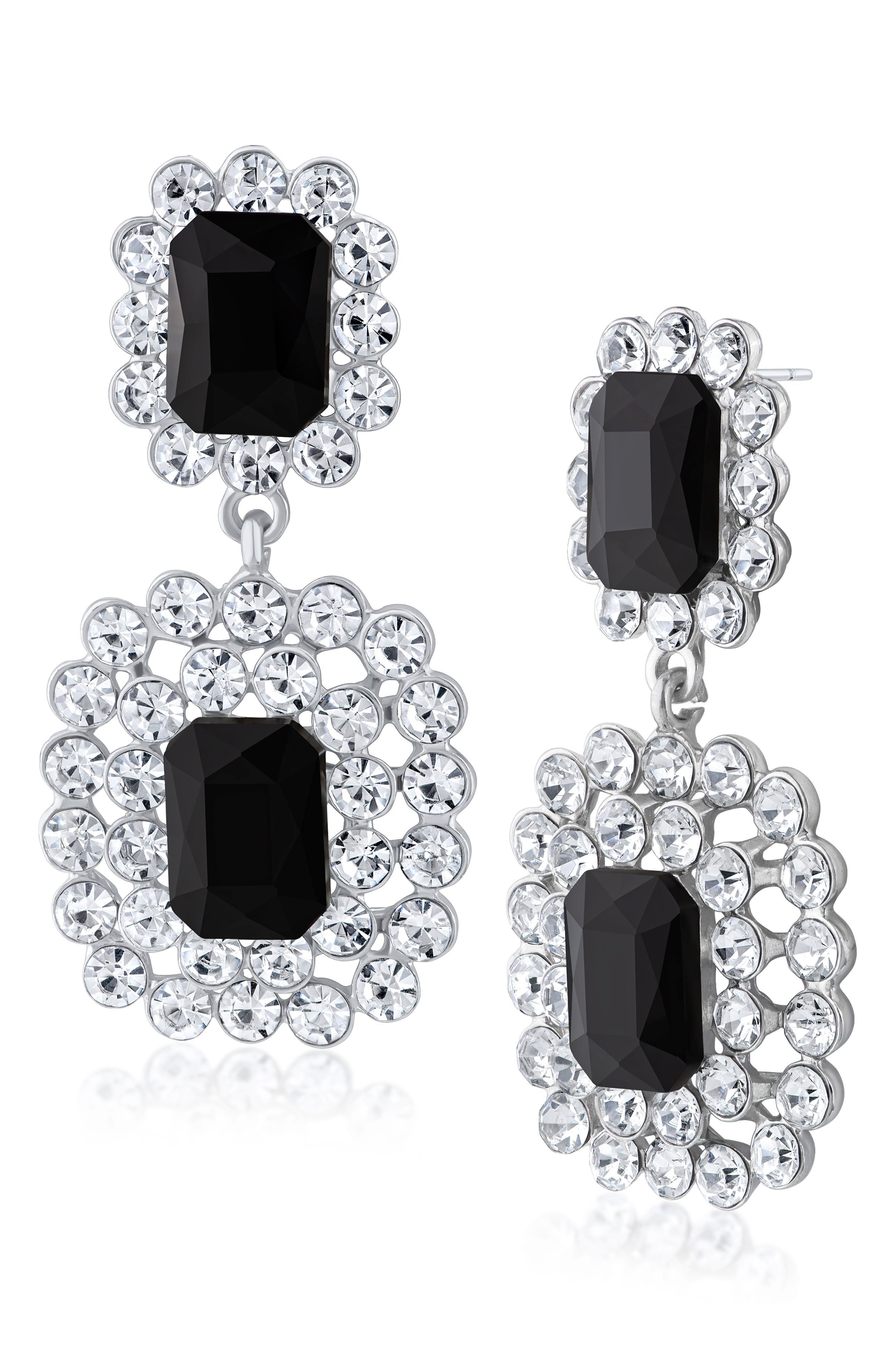 Emerald Cut Stone Drop Earrings