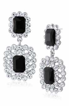 Emerald Cut Stone Drop Earrings
