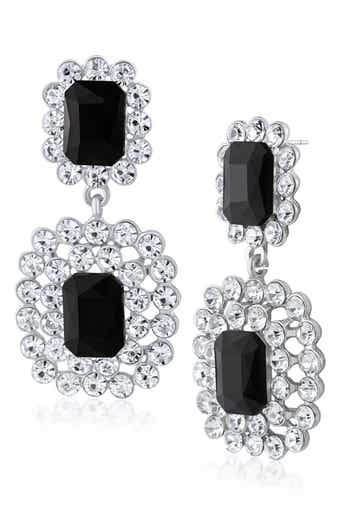 Emerald Cut Stone Drop Earrings