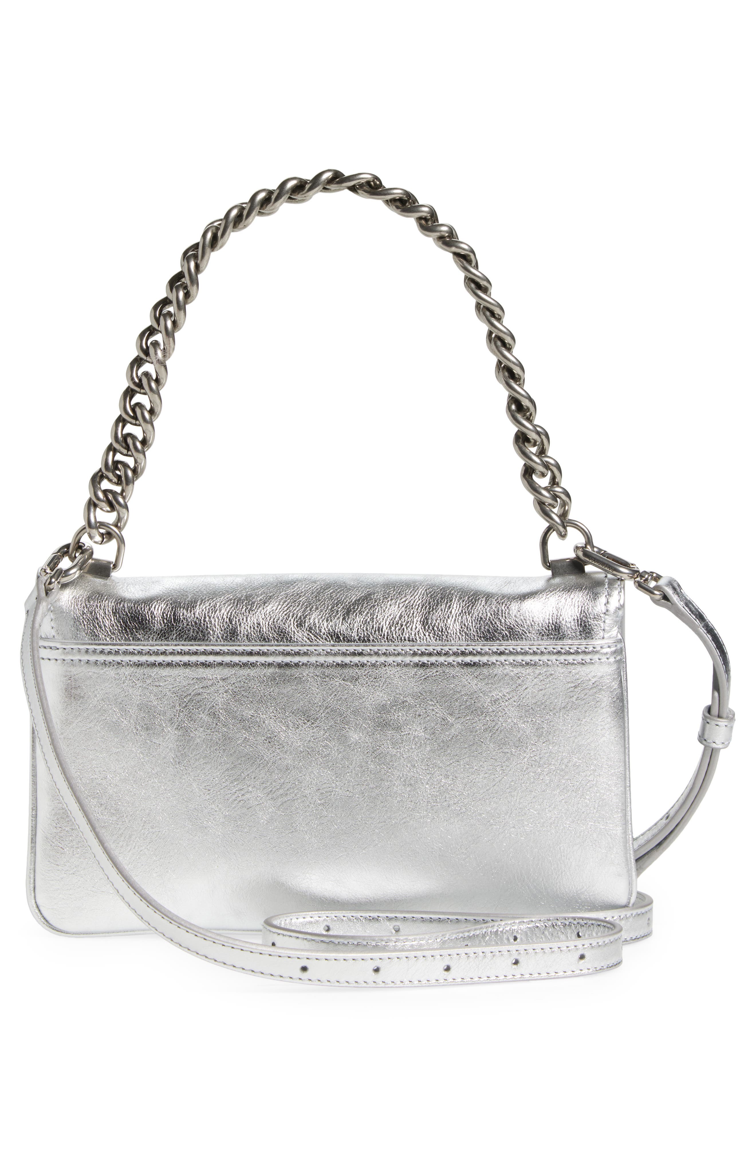 BB Soft Metallic Leather Smartphone Crossbody Bag, Alternate, color, 8110 SILVER