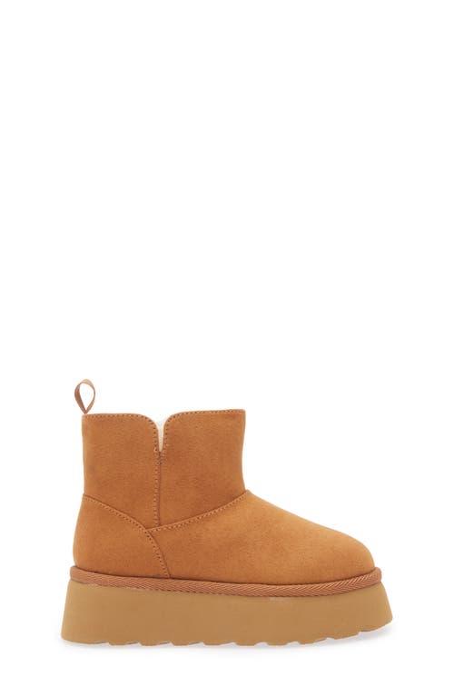 Harper Canyon Kid's Ezra Faux Fur Lined Platform Bootie In Tan Chestnut
