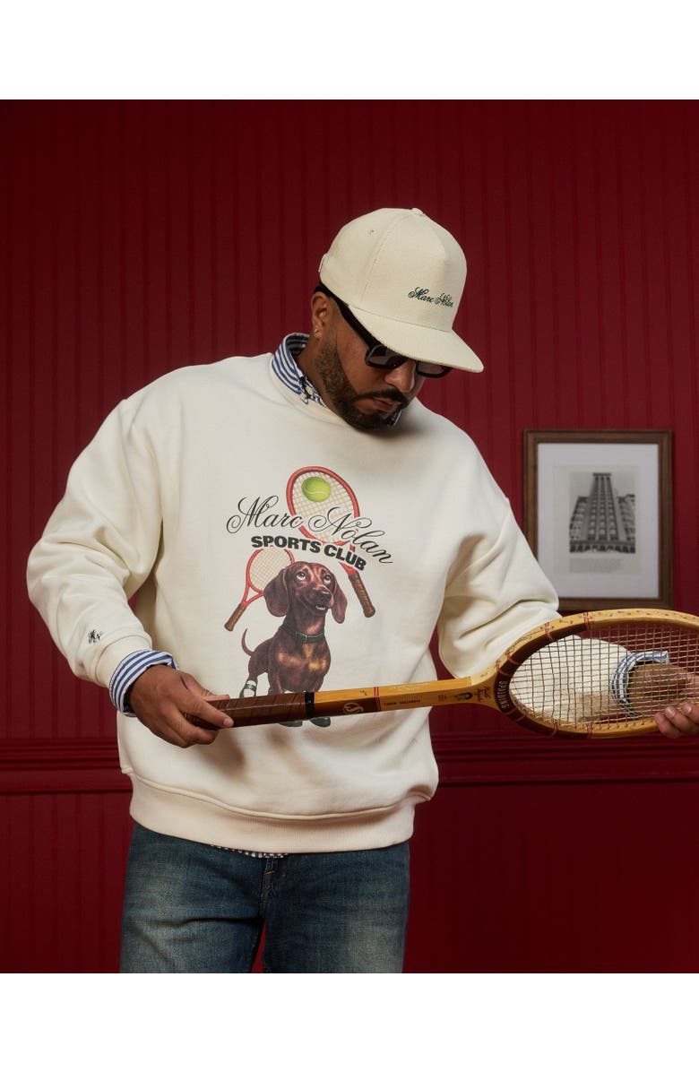 MARC NOLAN Sports Club Crewneck Sweatshirt - Unisex, Alternate, color, Cream