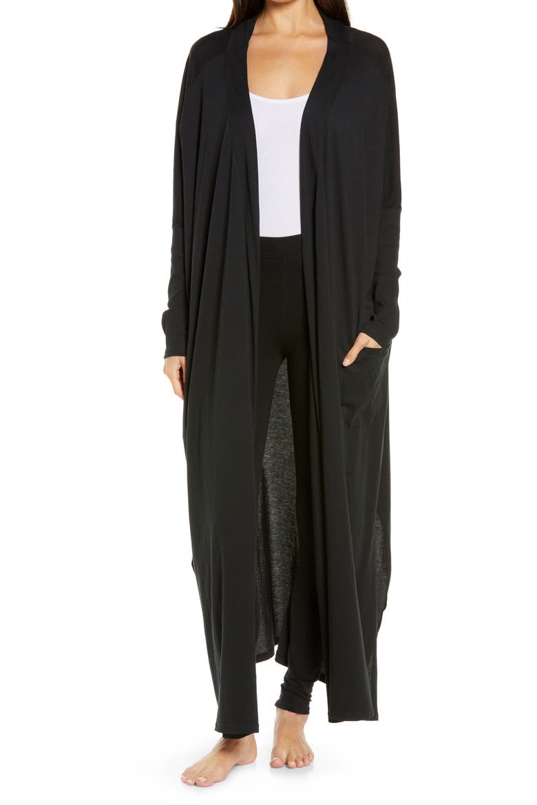 Organic Pima Cotton Long Cardigan, Main, color, IMMERSED BLACK