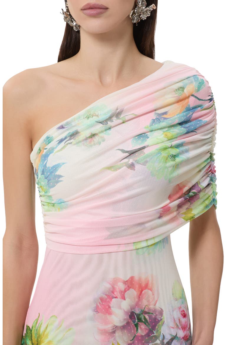 Mirabel One-Shoulder Mesh Maxi Dress, Alternate, color, GROWING ROSES