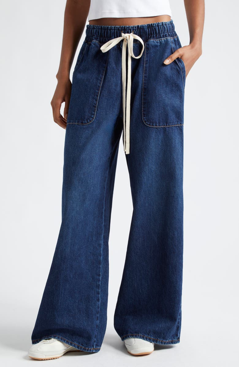 TWP Drawstring Denim Wide Leg Pants, Main, color, 