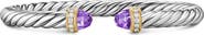 David Yurman Cable Flex Bracelet in Sterling Silver with 14K Gold, Prasiolite & Diamonds, 6mm