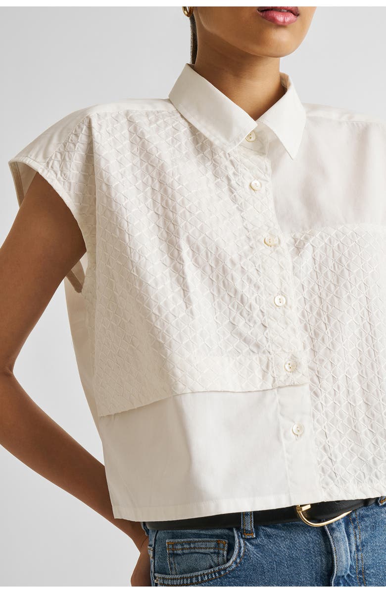 Reistor Embroidered Panel Crop Top, Alternate, color, White